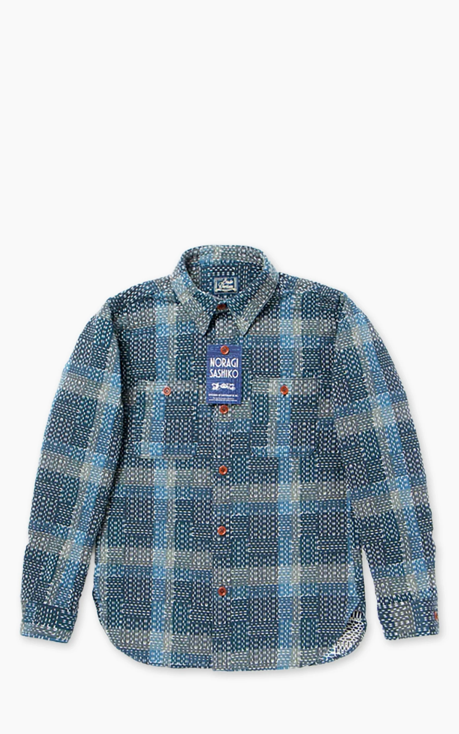 Studio D'Artisan 5651 Noragi Sashiko Shirt Blue - Image 7