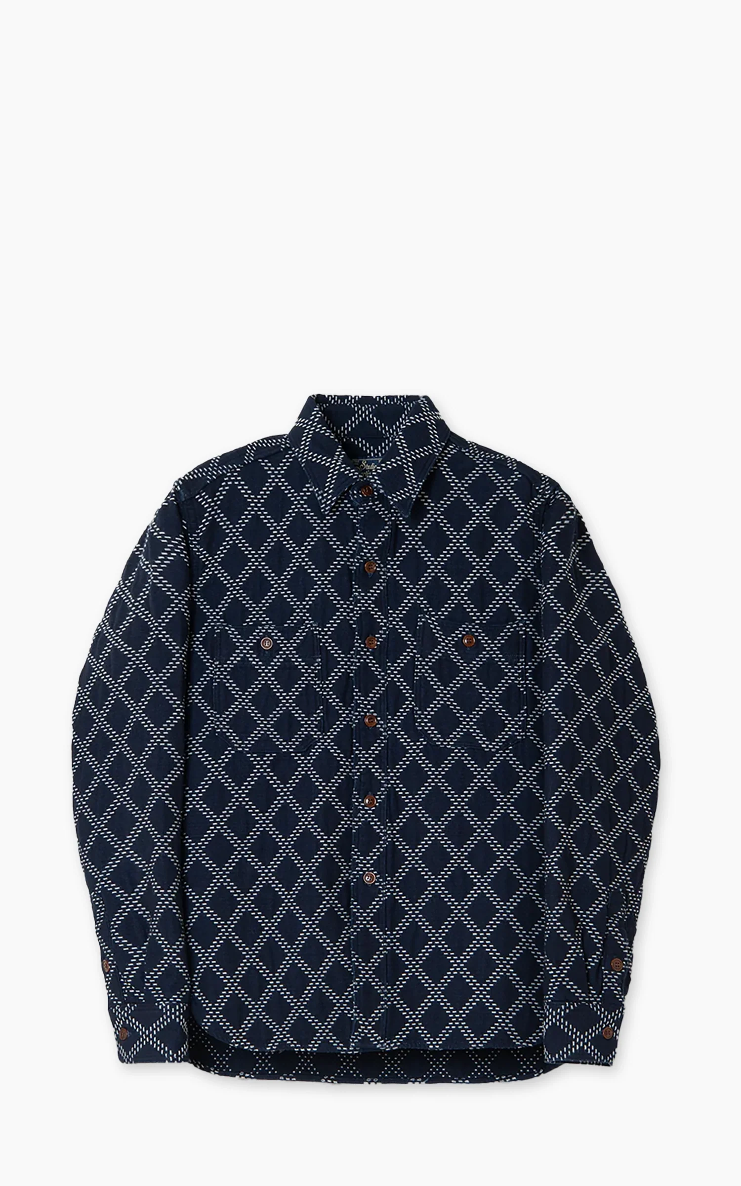Studio D'Artisan 5728 Indigo Sashiko Dobby Work Shirt Indigo - Image 11