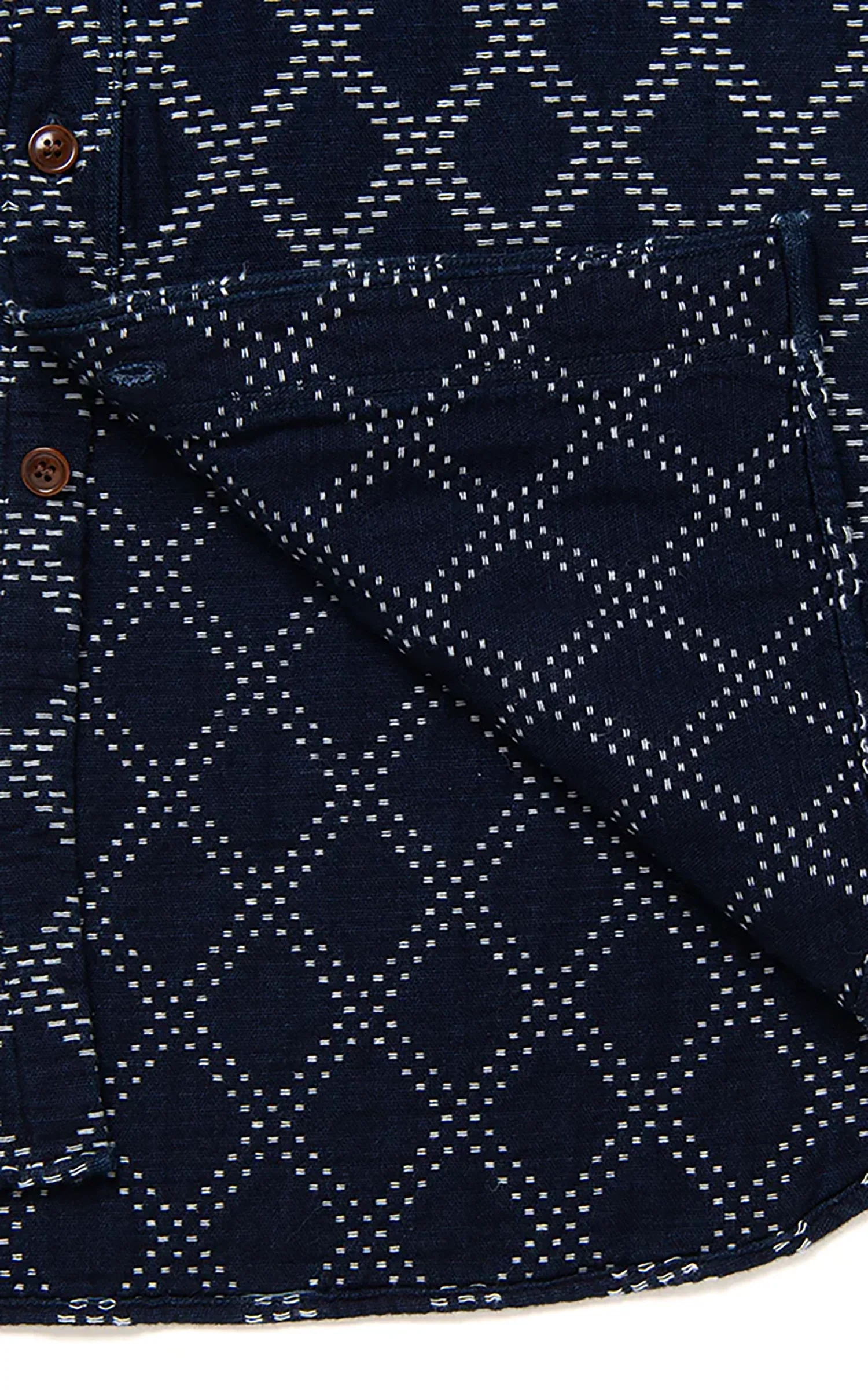 Studio D'Artisan 5728 Indigo Sashiko Dobby Work Shirt Indigo - Image 6