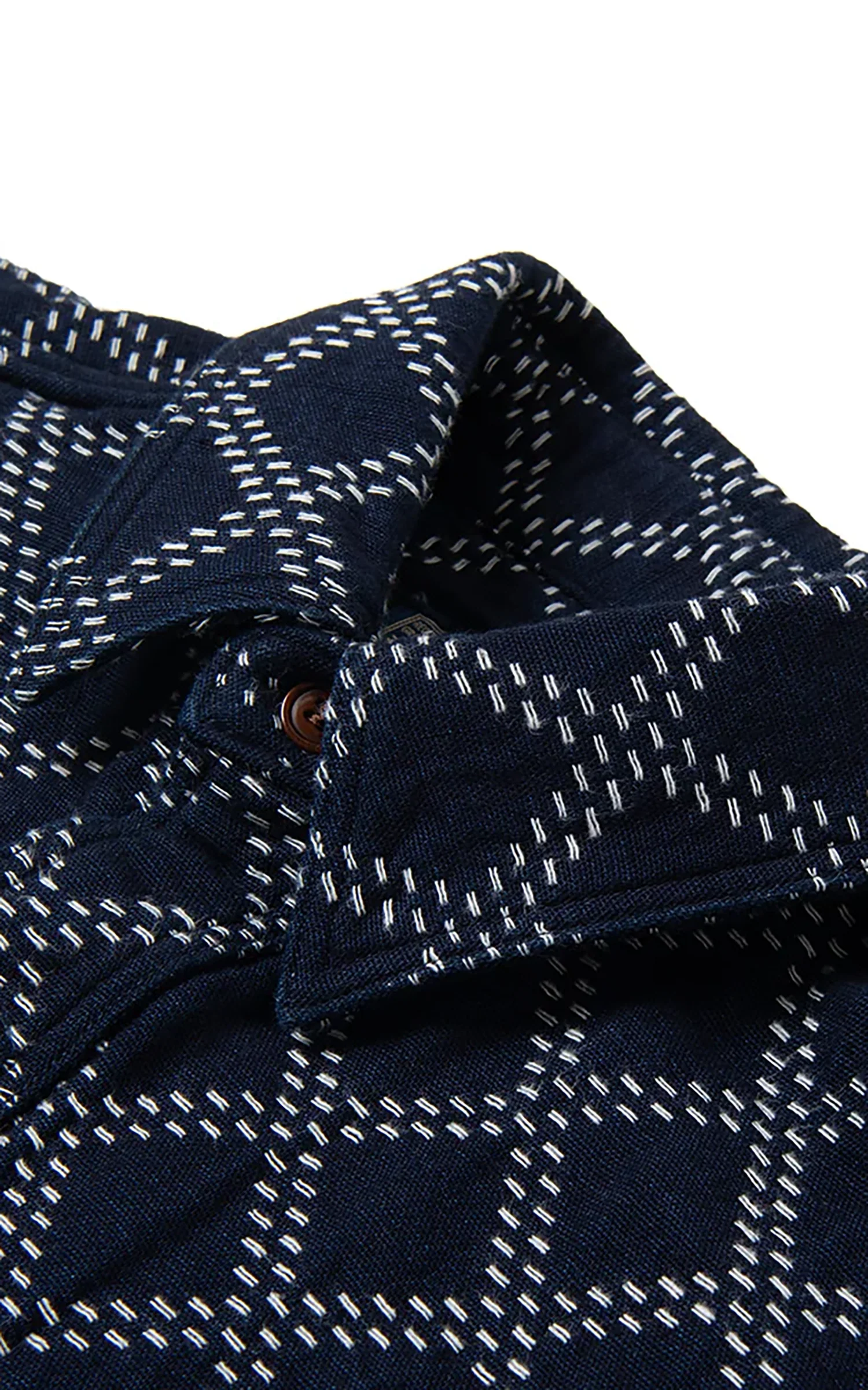 Studio D'Artisan 5728 Indigo Sashiko Dobby Work Shirt Indigo - Image 9