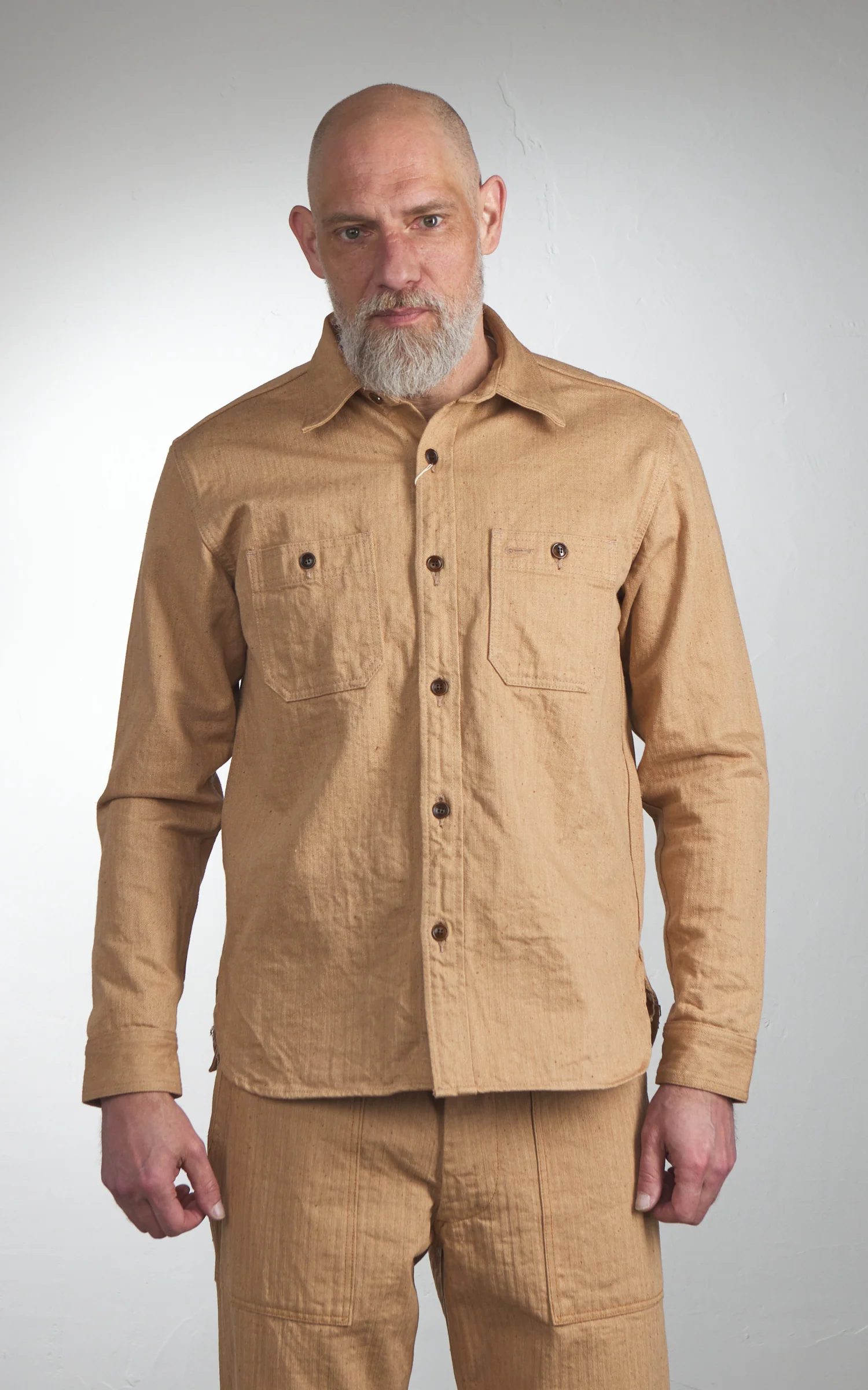 Studio D'Artisan 5740 Fox Cotton Work Shirt Brown - Image 2