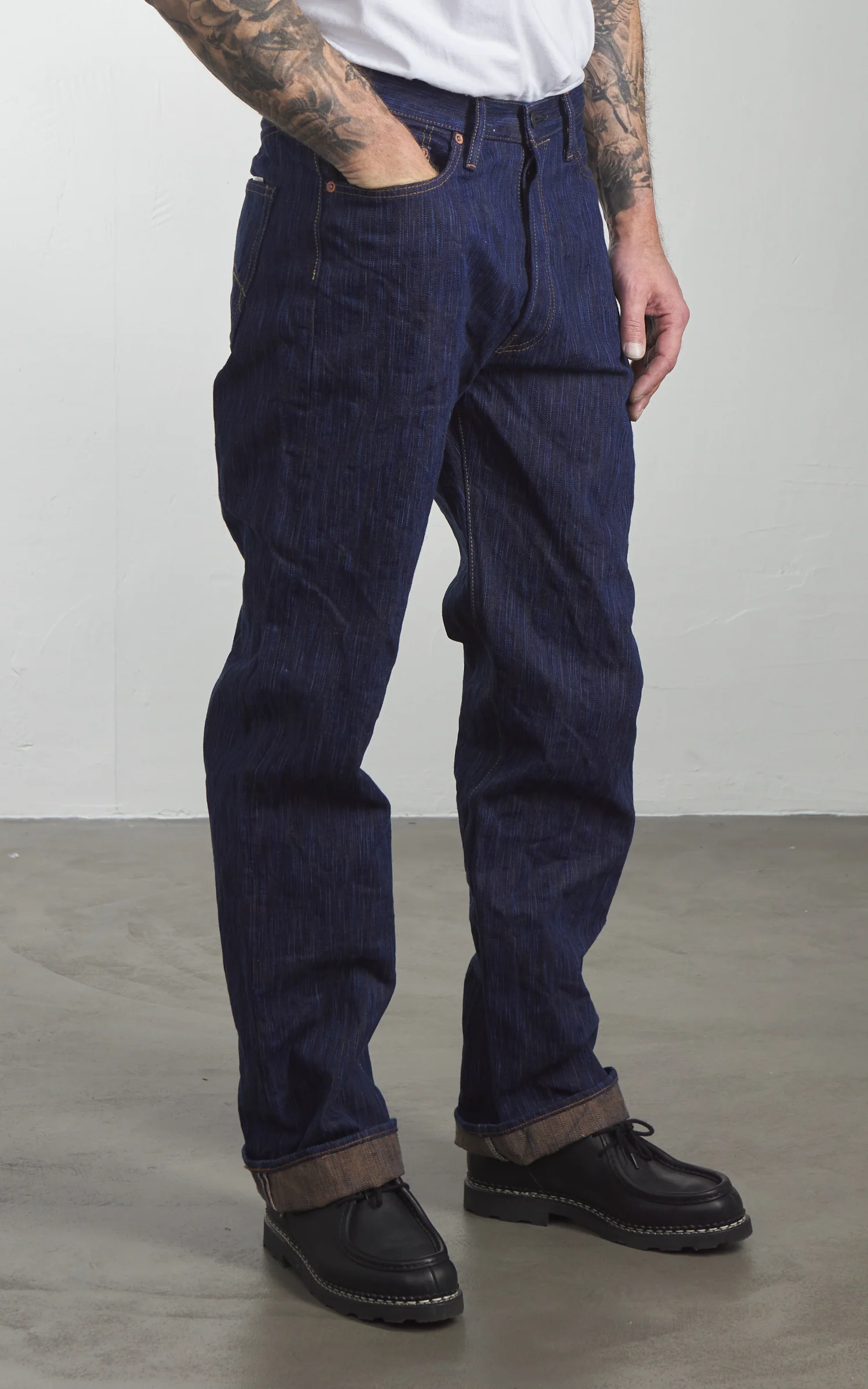 Studio D'Artisan D1905 "Awa Sho-Ai Kakishibu" Regular Straight Selvedge Jeans One Wash Indigo - Image 5