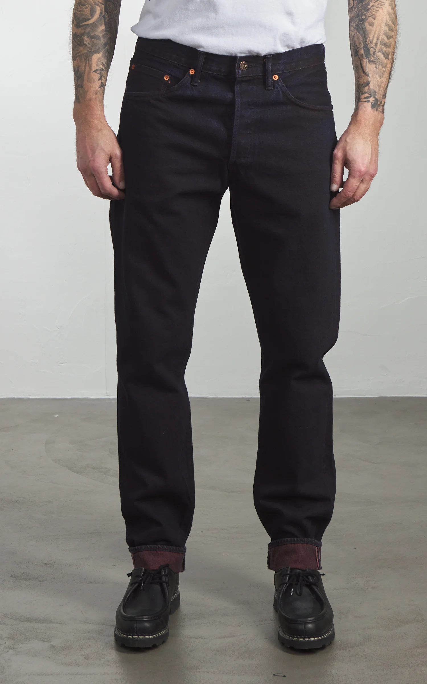 Studio D'Artisan D1908 "Bengala-Dye" Relaxed Tapered Selvedge Jeans Indigo/Red - Image 2