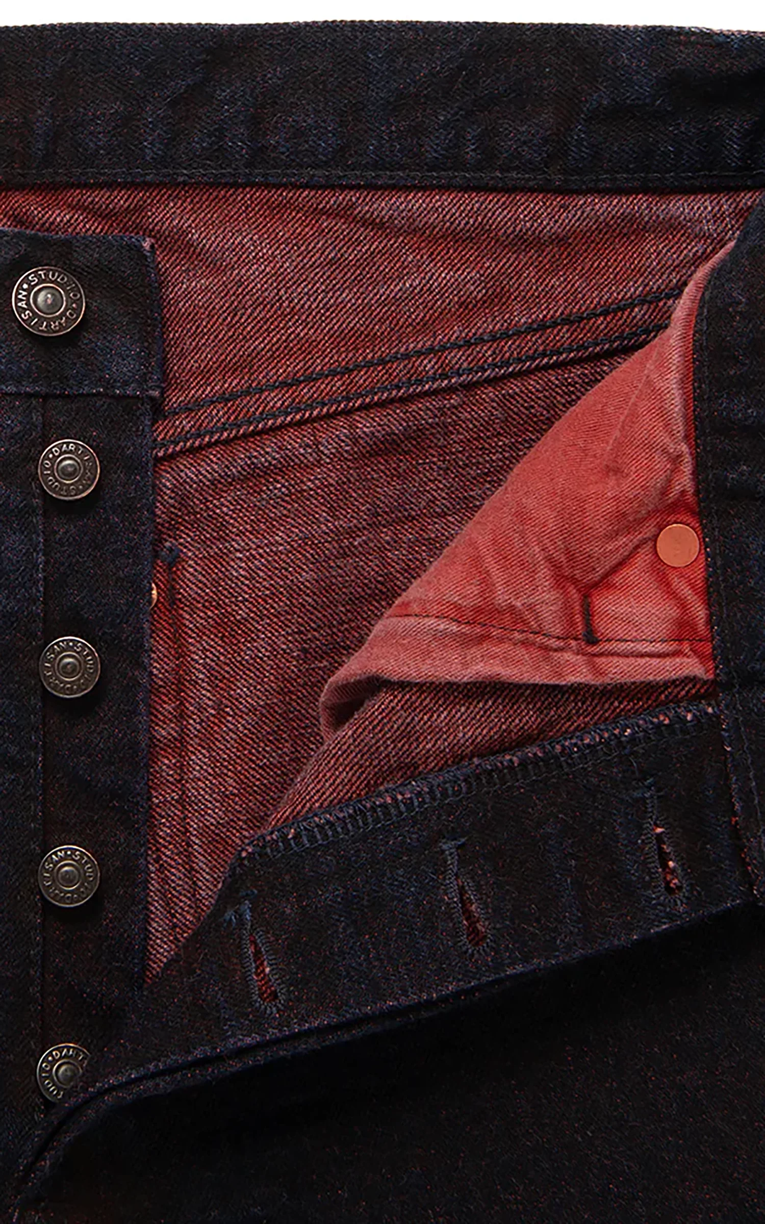 Studio D'Artisan D1908 "Bengala-Dye" Relaxed Tapered Selvedge Jeans Indigo/Red - Image 3