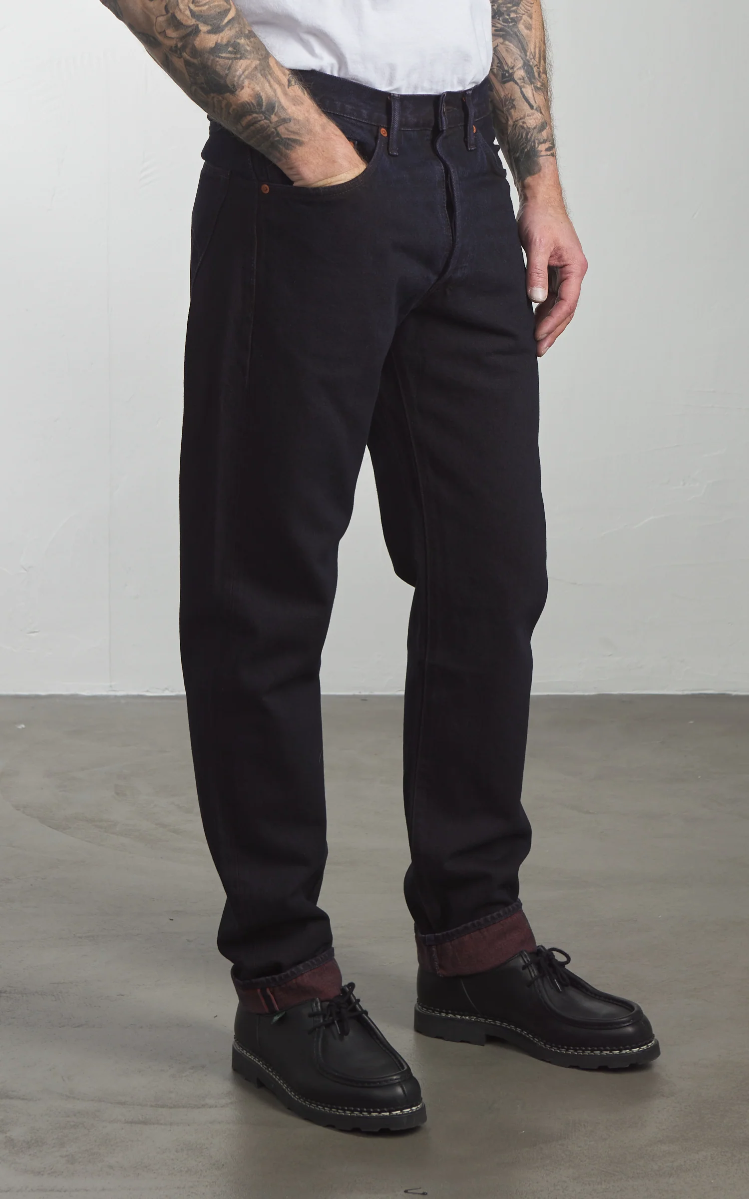 Studio D'Artisan D1908 "Bengala-Dye" Relaxed Tapered Selvedge Jeans Indigo/Red - Image 5