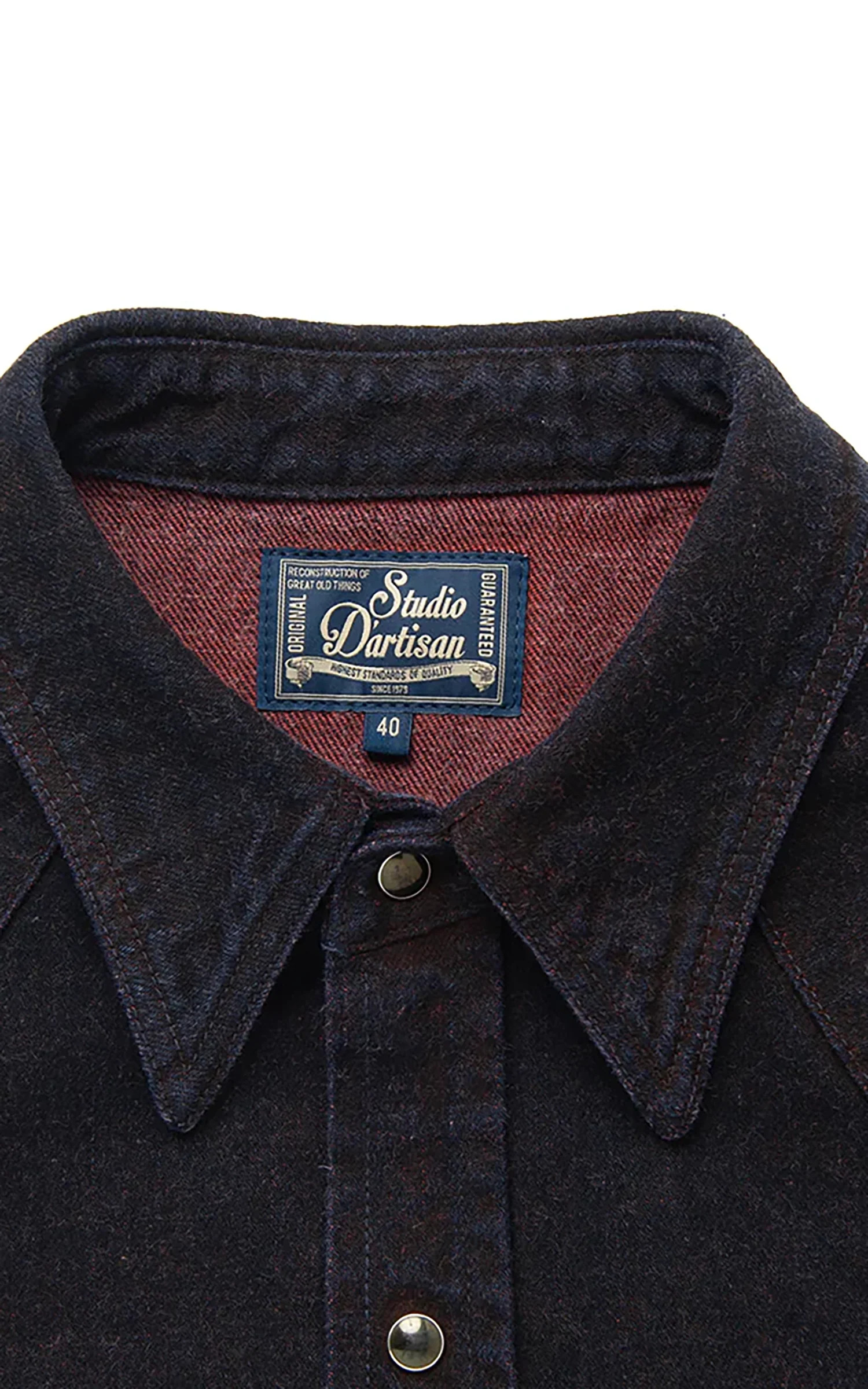 Studio D'Artisan D5727 "Bengala-Dye" Denim Western Shirt Red - Image 3