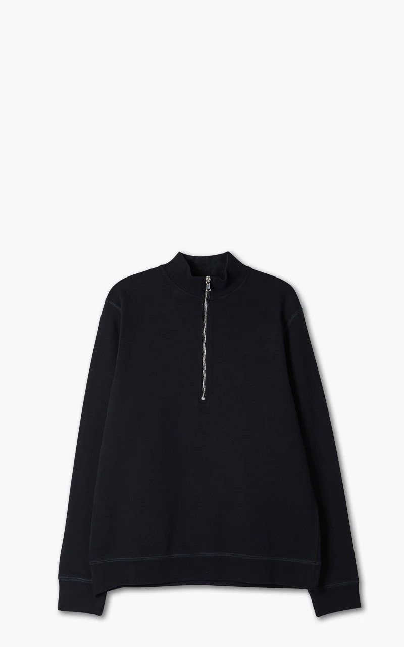 Sunspel Half Zip Sweater Black