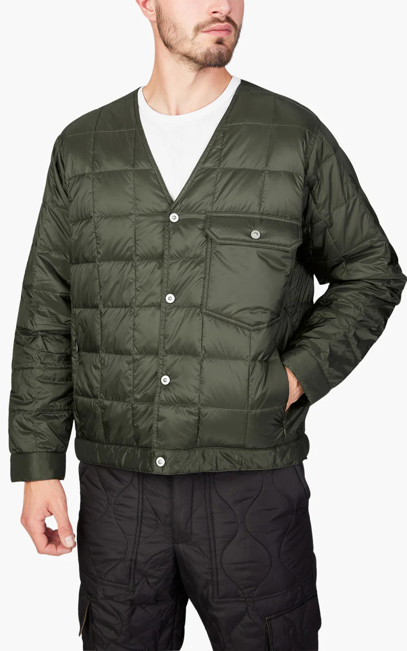 Taion Down Work Cardigan Dark Olive - Image 3