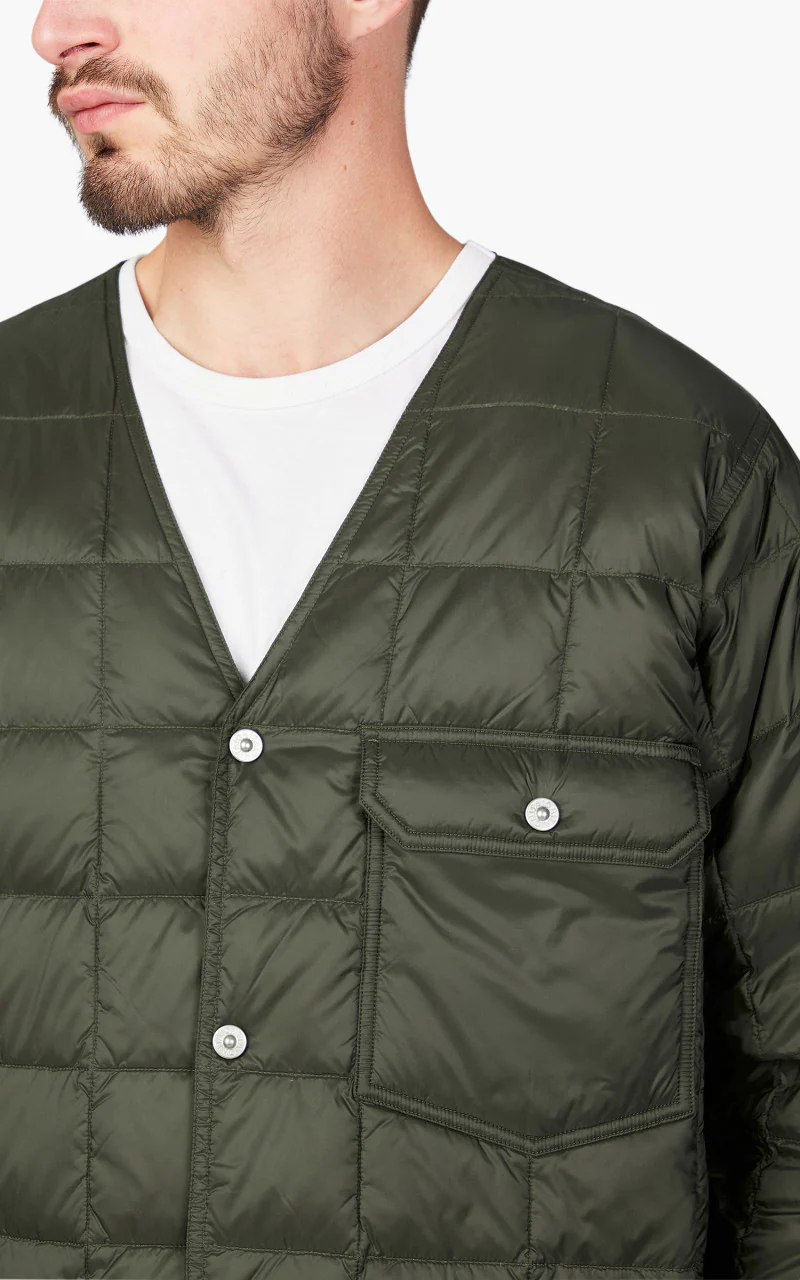 Taion Down Work Cardigan Dark Olive - Image 5