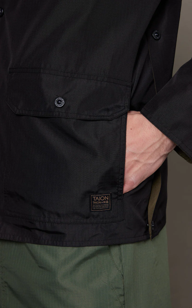 Taion Military Reversible Crew Neck Cardigan Black - Image 6