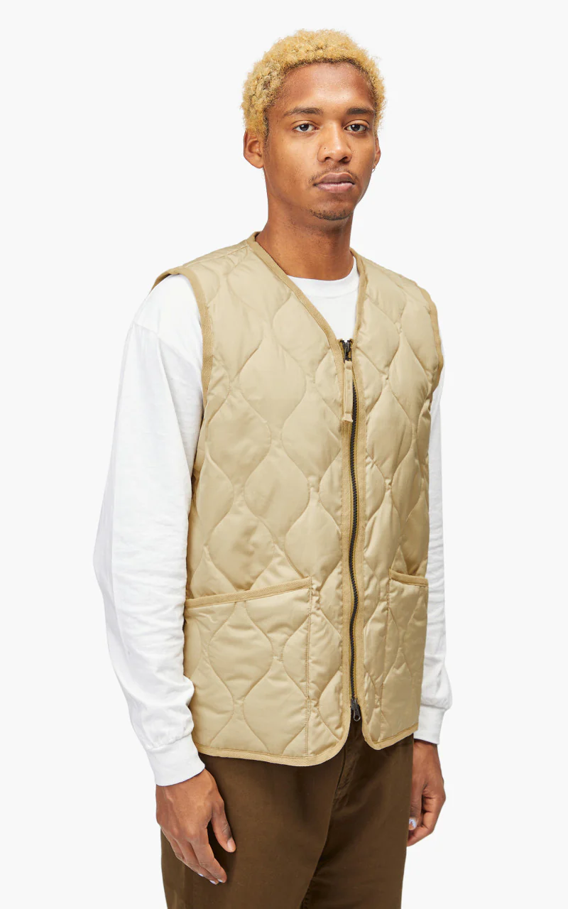 Taion Military Zip V-Neck Down Vest Cream - Image 5