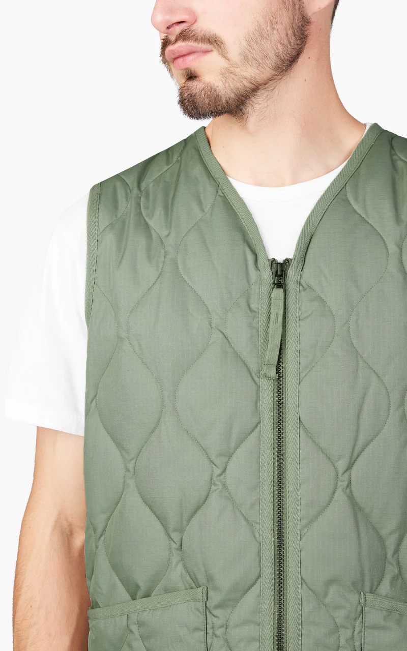Taion Military Zip V-Neck Down Vest Dark Sage Green - Image 5