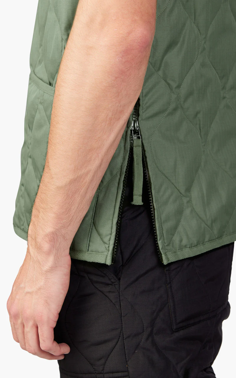 Taion Military Zip V-Neck Down Vest Dark Sage Green - Image 6