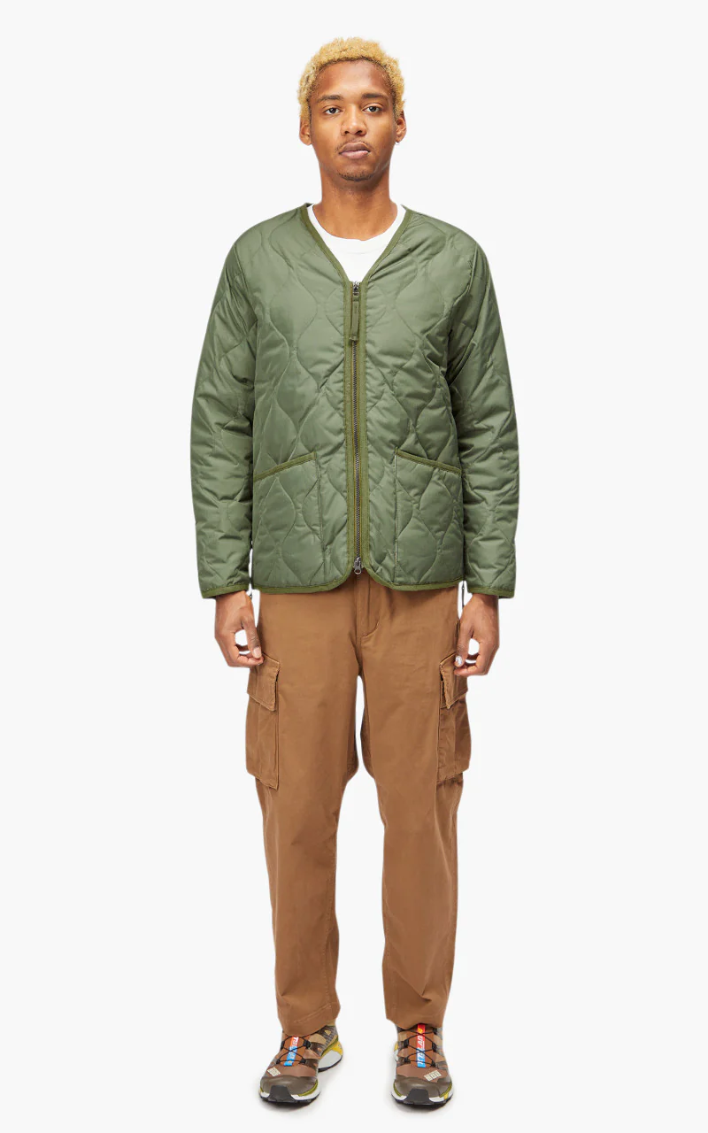 Taion Military Zip V-Neck Jacket Olive - Image 2