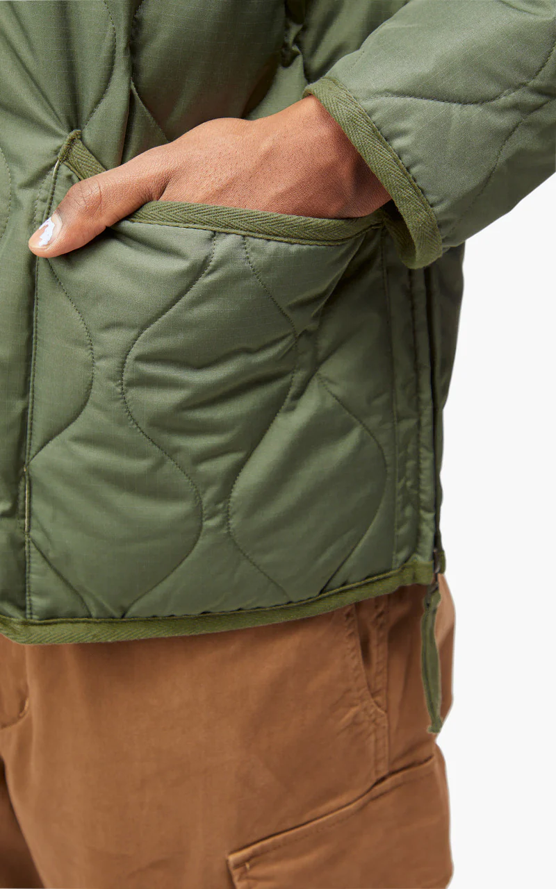 Taion Military Zip V-Neck Jacket Olive - Image 8