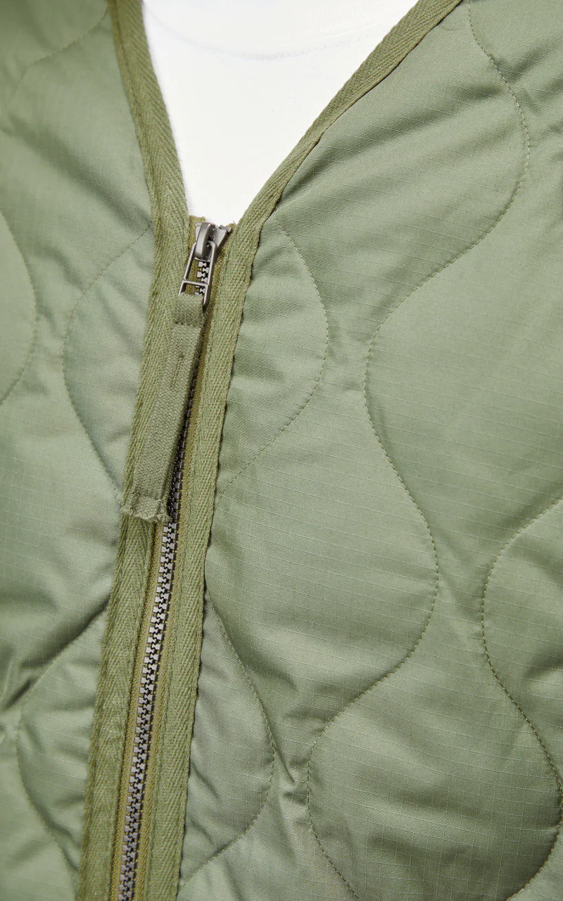 Taion Military Zip V-Neck Jacket Olive - Image 9