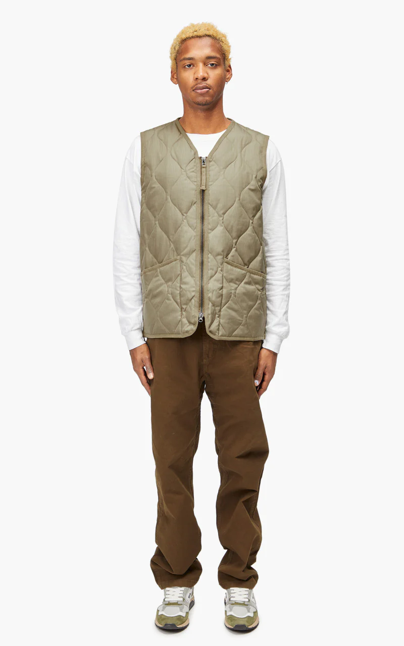 Taion Military Zip V-Neck Vest Light Mocha - Image 2