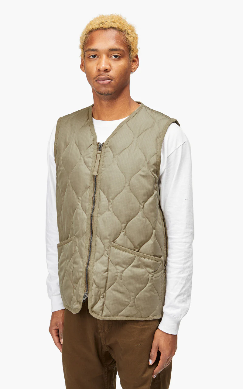 Taion Military Zip V-Neck Vest Light Mocha - Image 4