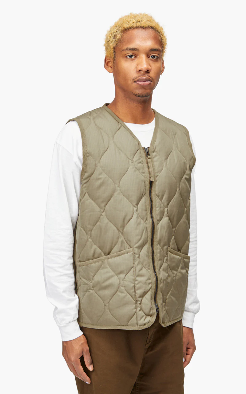 Taion Military Zip V-Neck Vest Light Mocha - Image 5