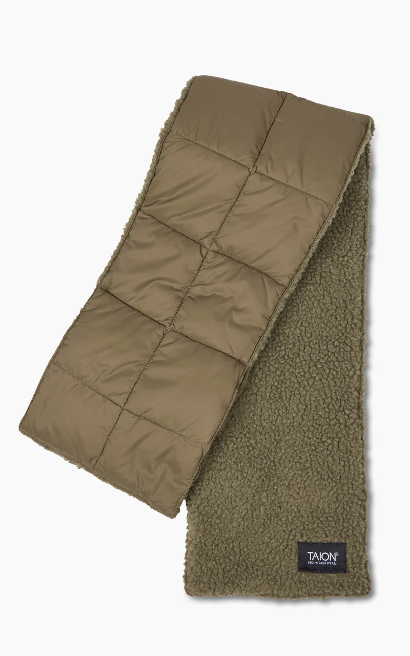 Taion Mountain Reversible Down x Boa Muffler Olive/Dark Olive - Image 6