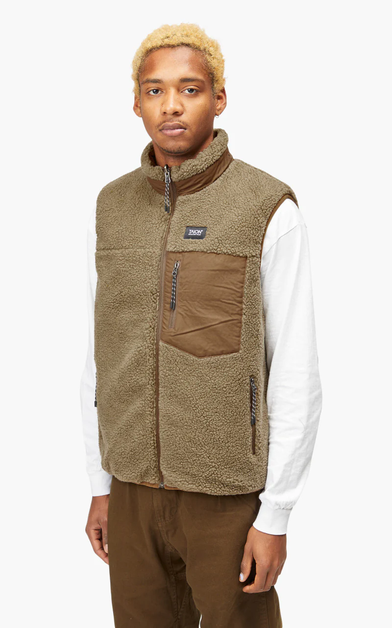 Taion Mountain Reversible Down x Boa Vest Light Brown/Beige - Image 5
