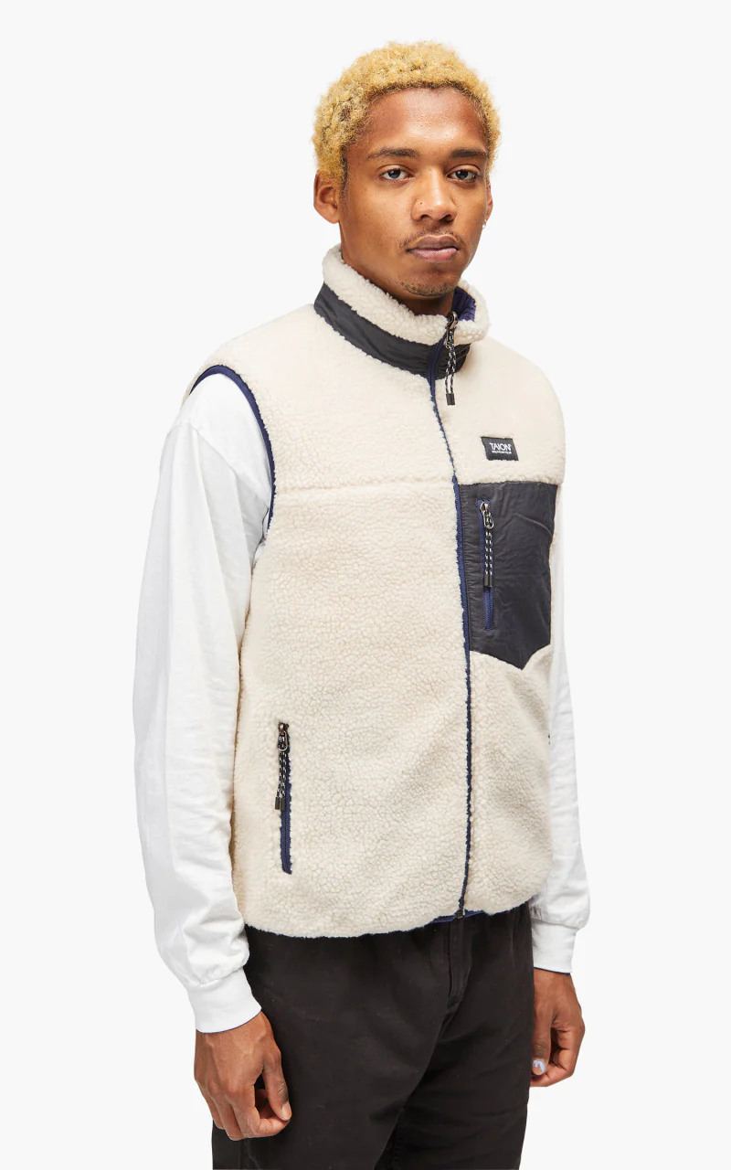 Taion Mountain Reversible Down x Boa Vest Navy/Ivory - Image 10