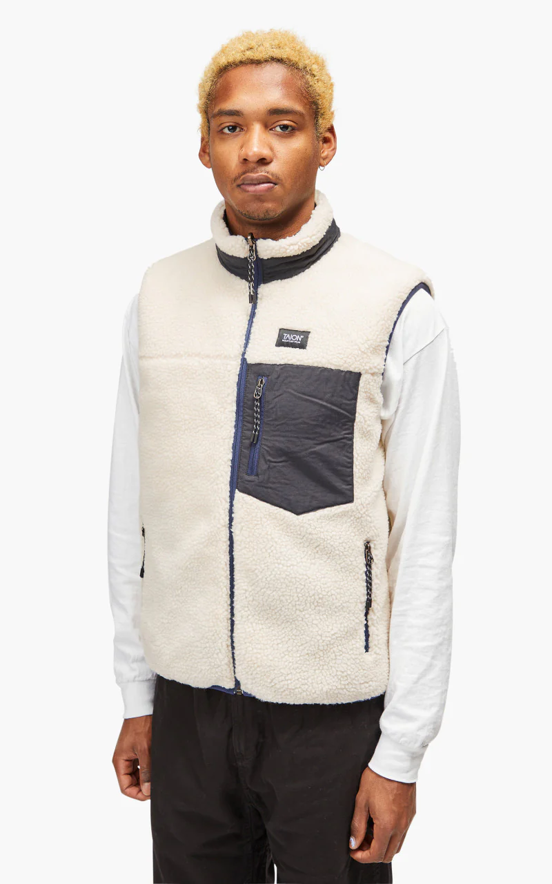 Taion Mountain Reversible Down x Boa Vest Navy/Ivory - Image 2