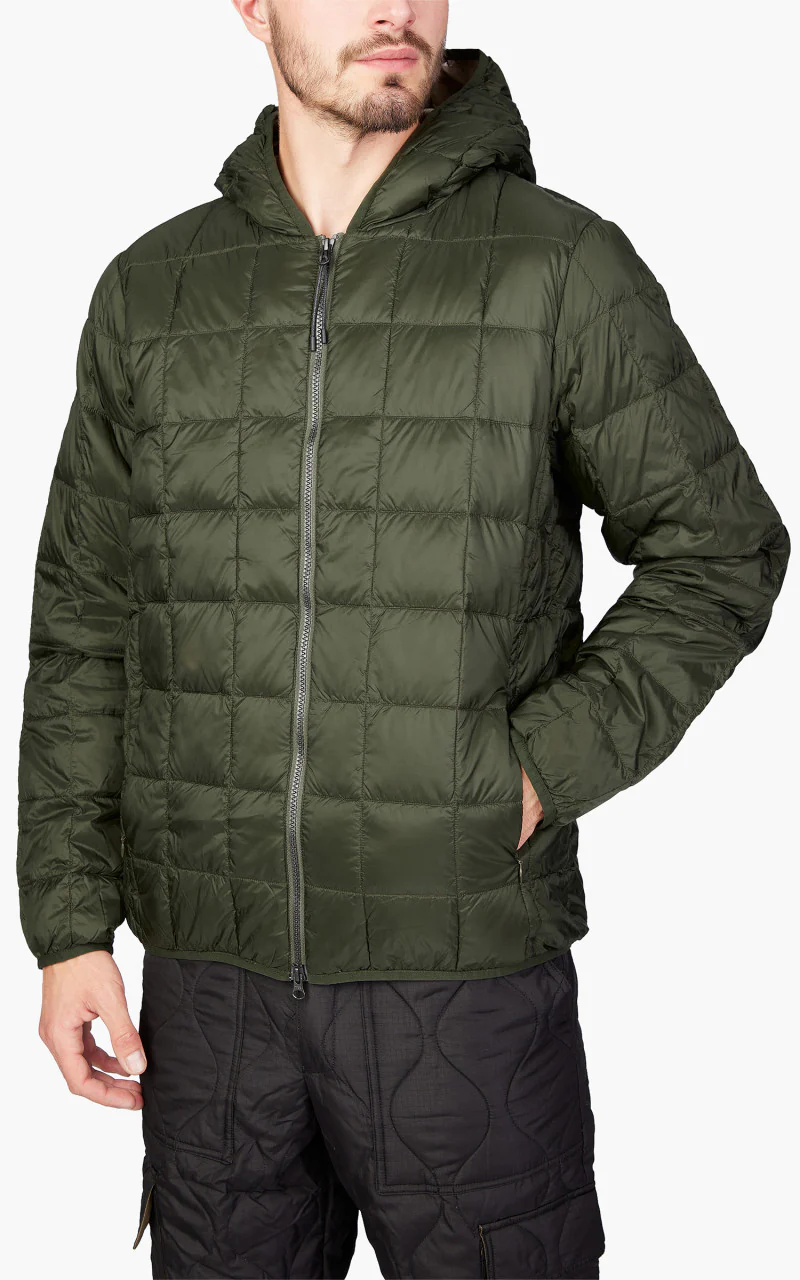 Taion Oversized Zip Down Hoodie Dark Olive - Image 3