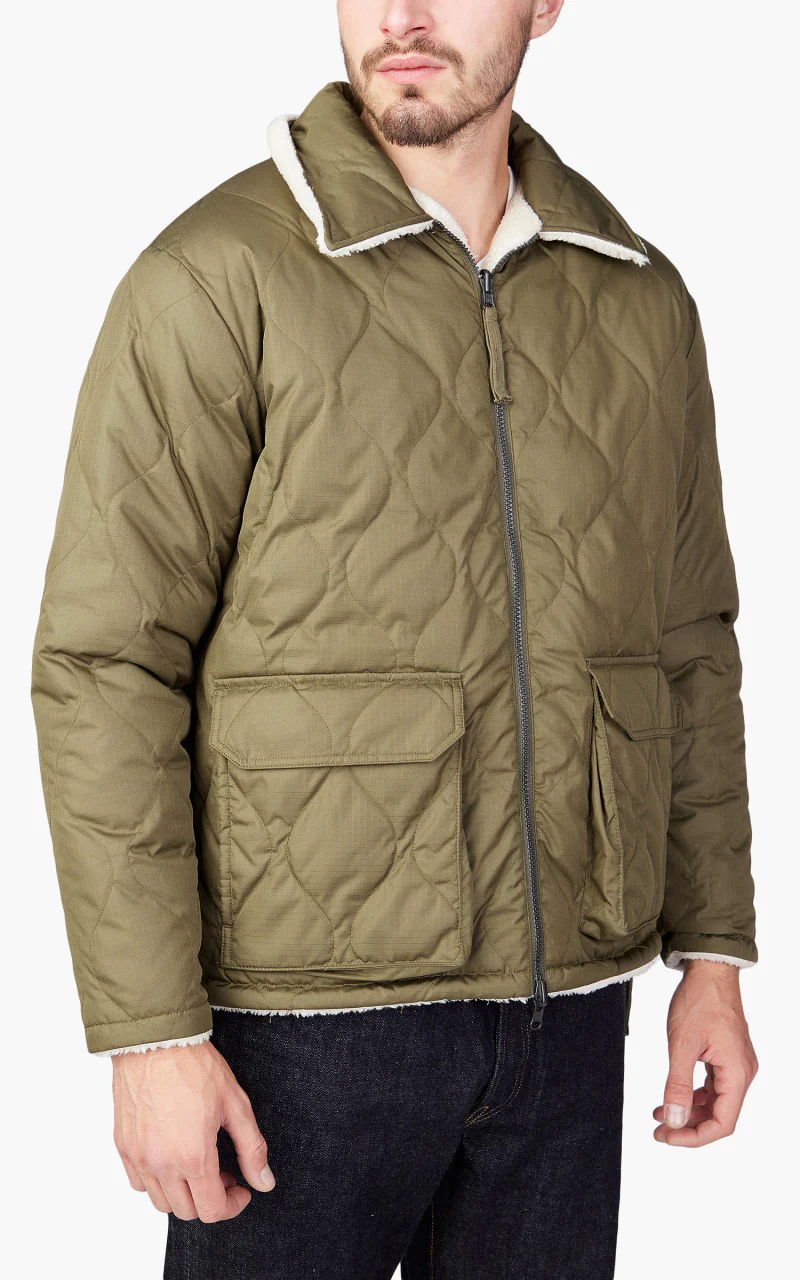 Taion Reversible Military Down Jacket Dark Olive/Cream - Image 7