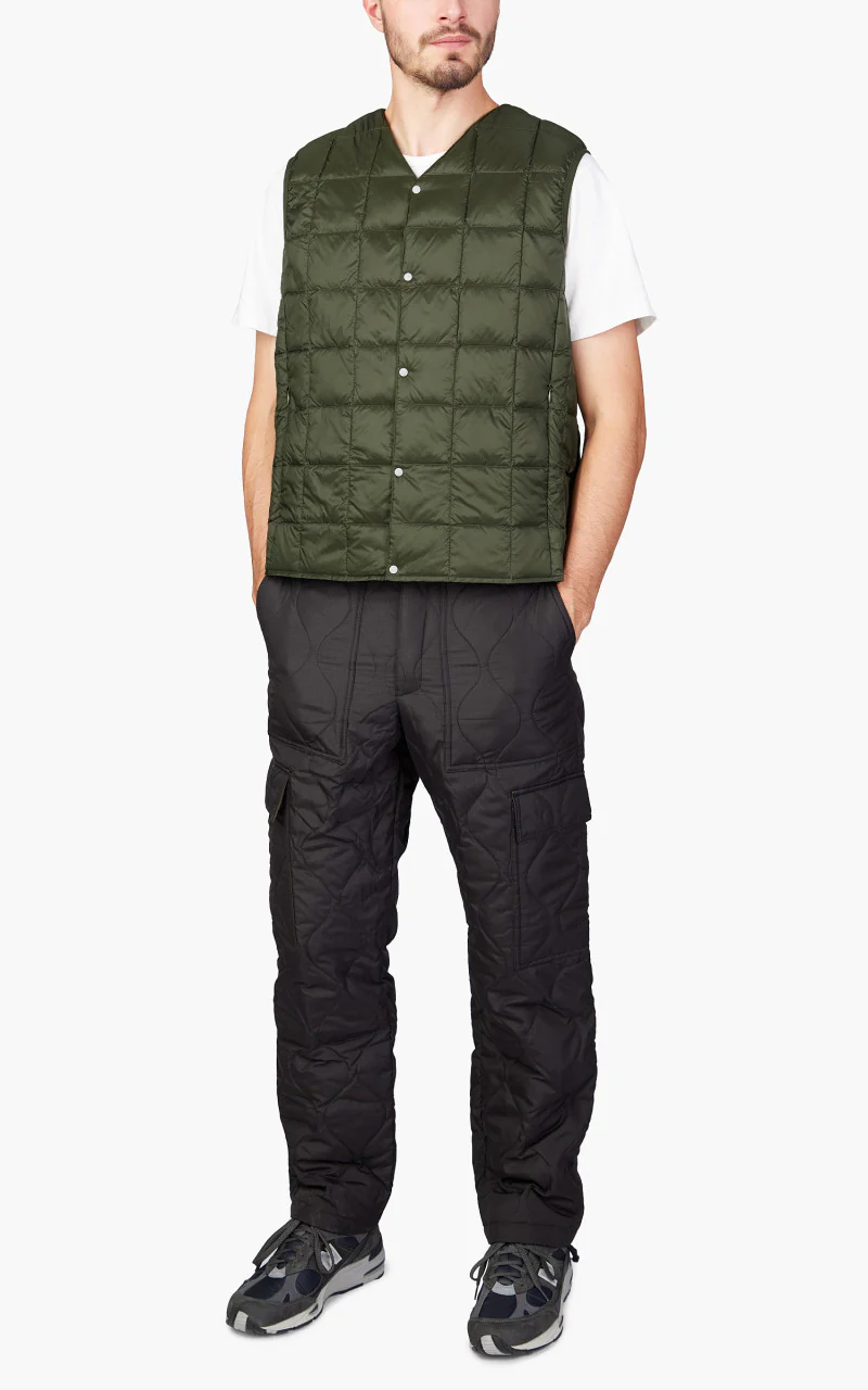 Taion V-Neck Button Down Vest Dark Olive - Image 2