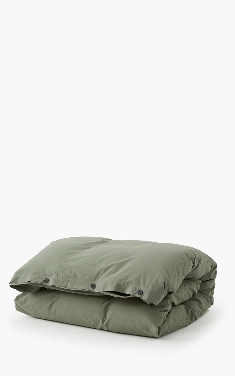 TEKLA Percale Bedding Single Duvet Cover Olive Green