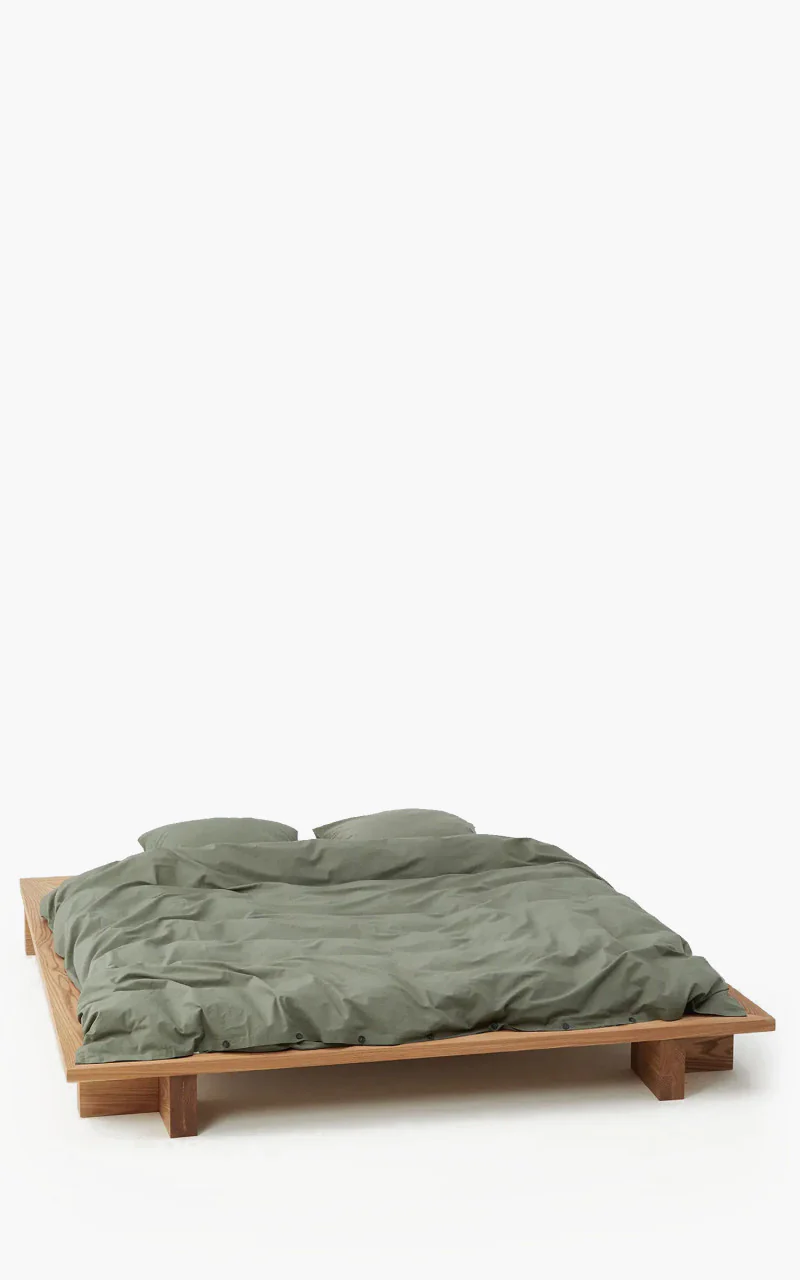 TEKLA Percale Bedding Single Duvet Cover Olive Green - Image 2