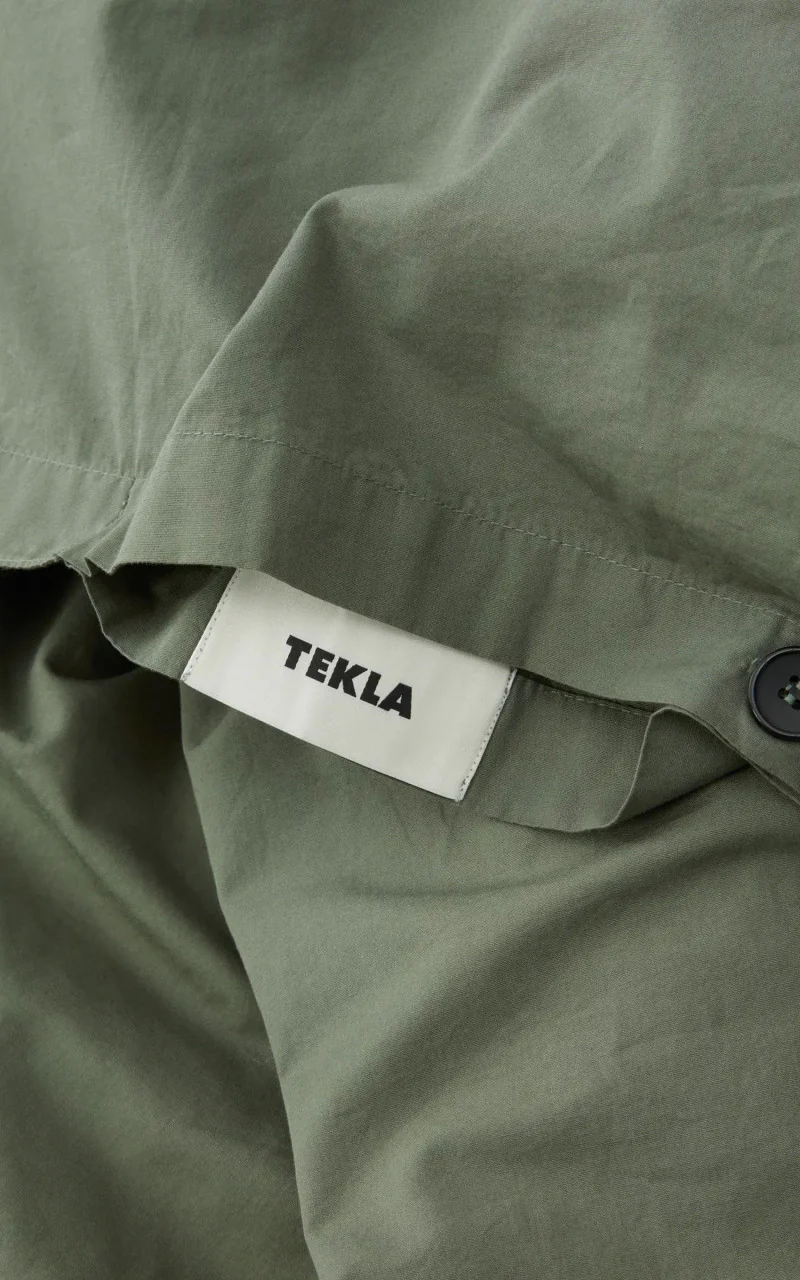TEKLA Percale Bedding Single Duvet Cover Olive Green - Image 4