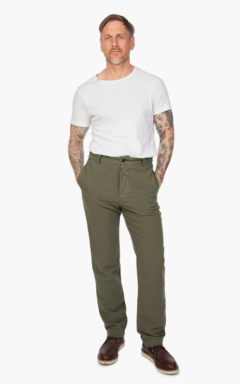 Tellason Army Chino Cotton Linen Slub Moss - Image 2