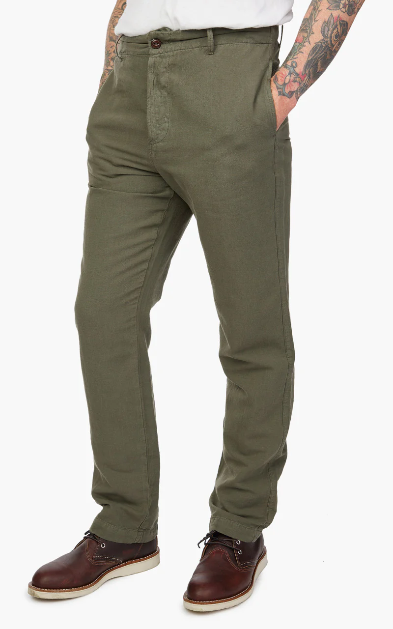 Tellason Army Chino Cotton Linen Slub Moss - Image 5