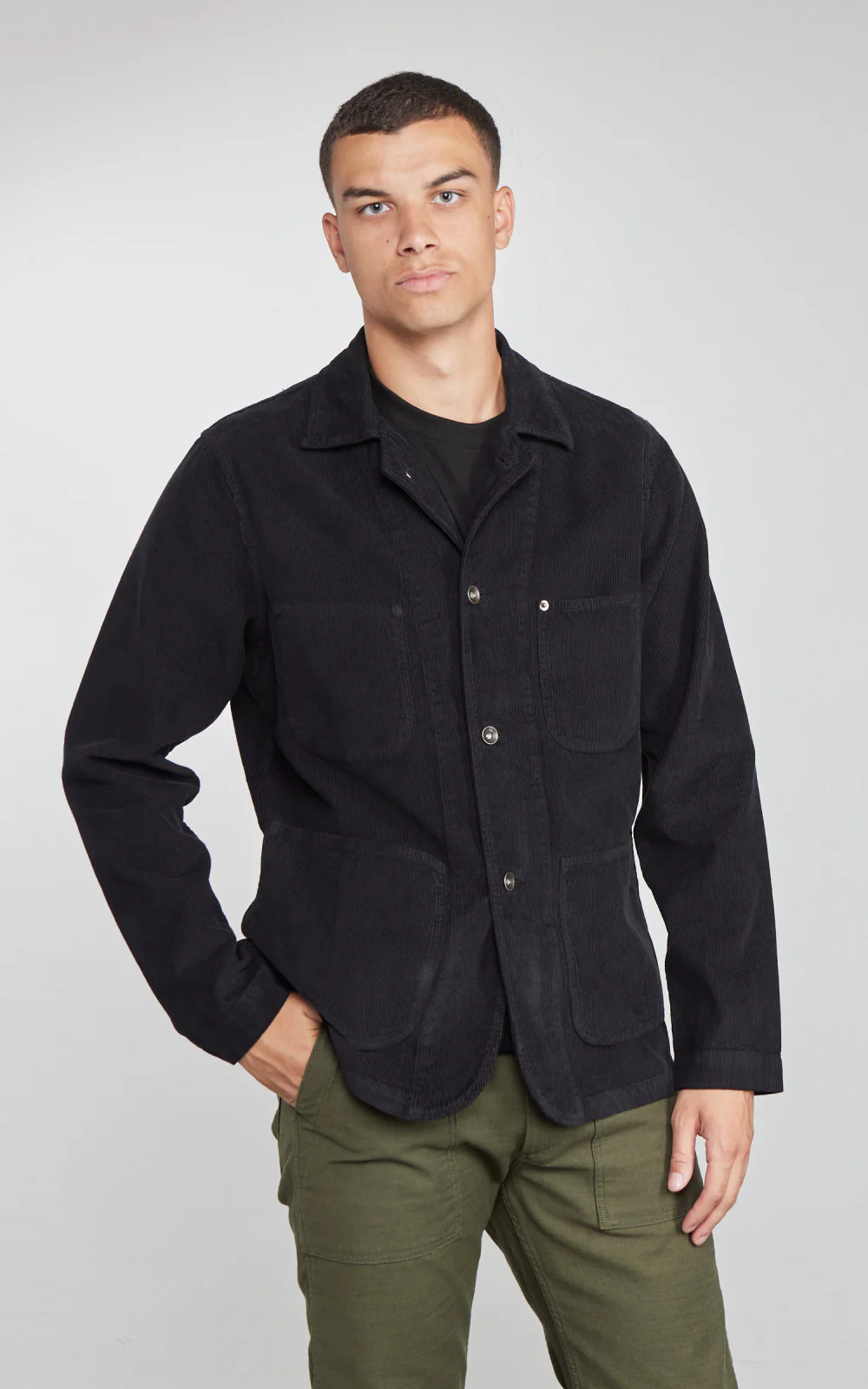 Tellason Baker Jacket Vell Millerighe Corduroy Black - Image 2