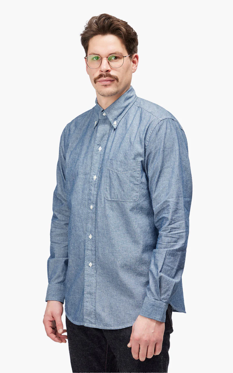 Tellason Button Down Shirt Chambray Light Blue - Image 4