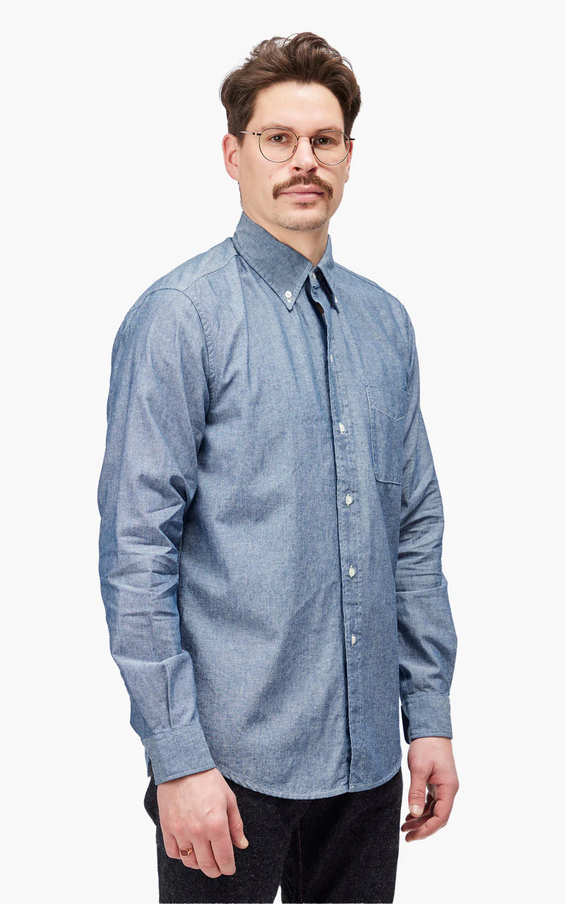Tellason Button Down Shirt Chambray Light Blue - Image 5