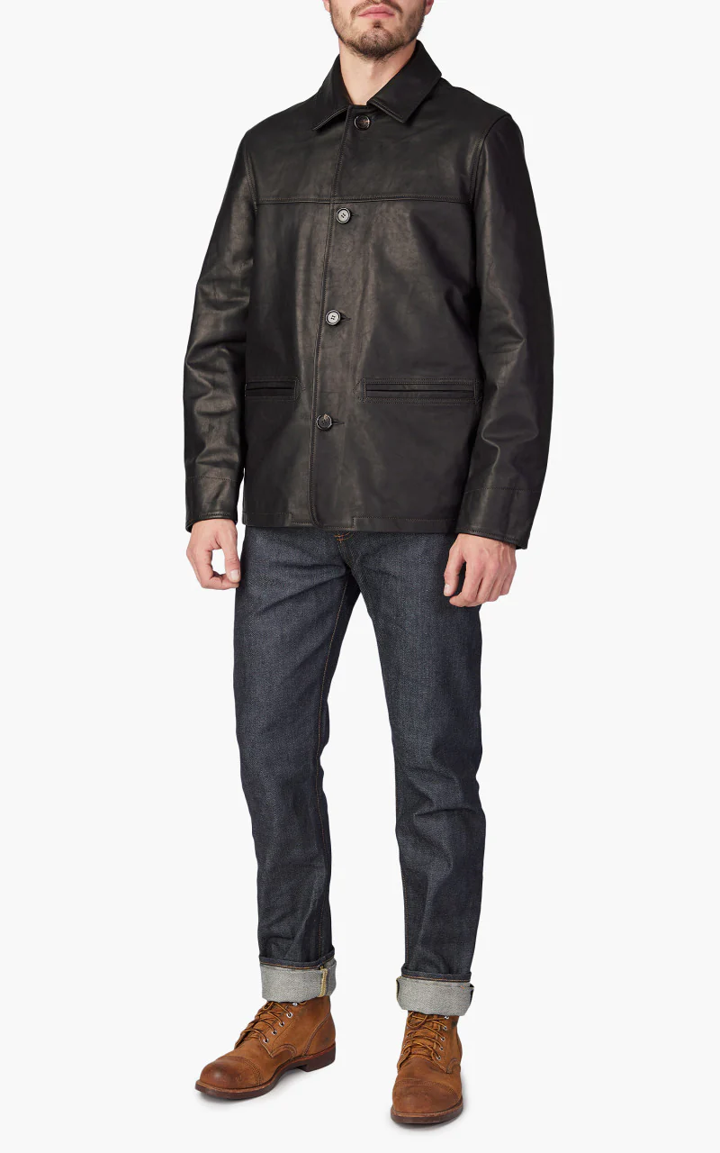 Tellason Car Coat Italian Horsehide Leather Black - Image 2