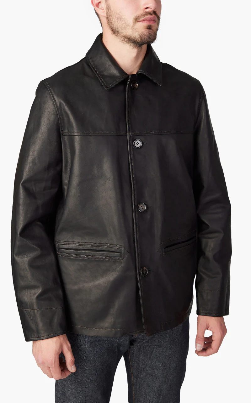 Tellason Car Coat Italian Horsehide Leather Black - Image 4