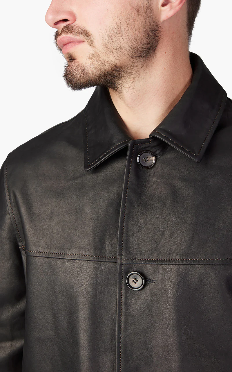 Tellason Car Coat Italian Horsehide Leather Black - Image 6