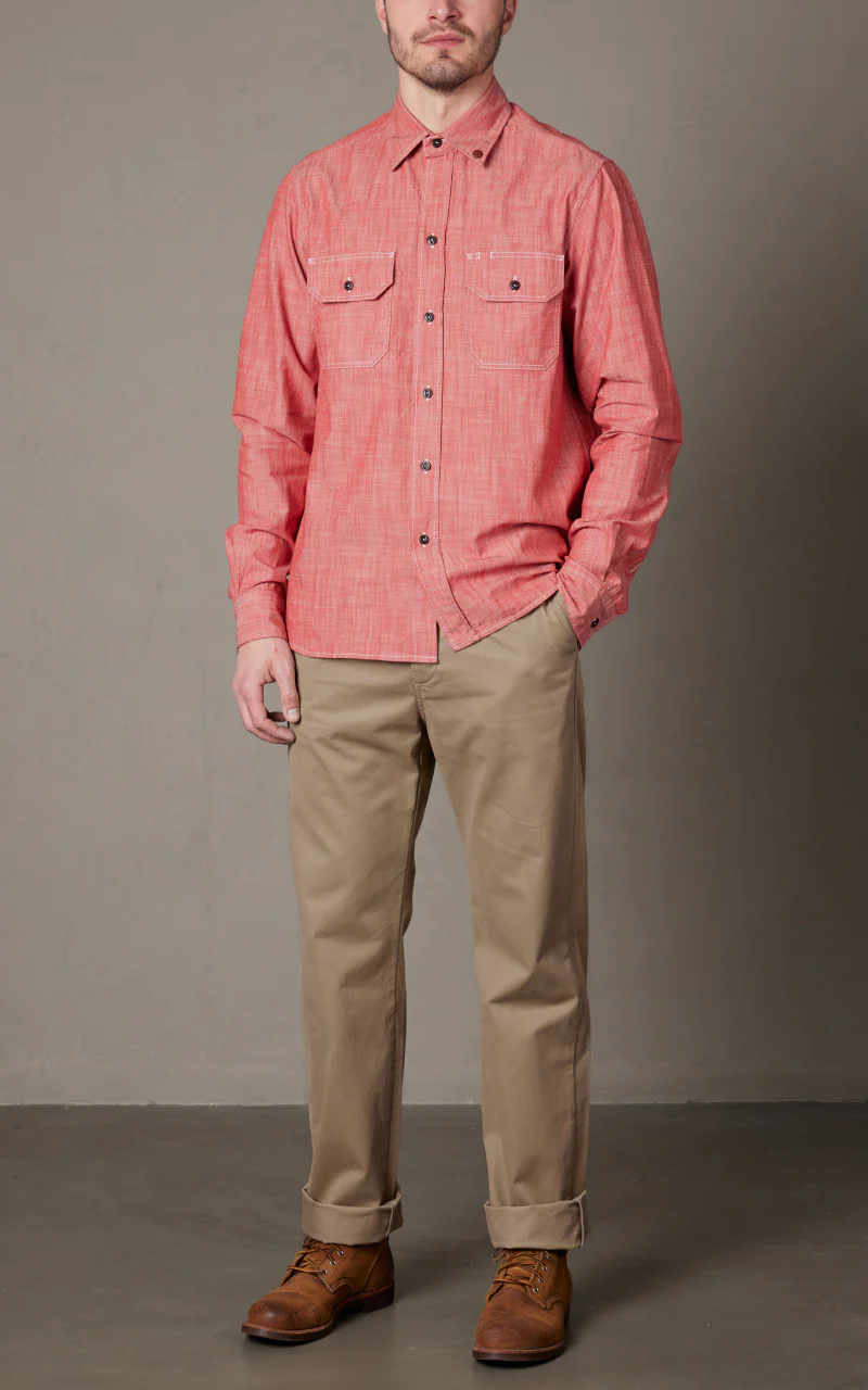 Tellason Clampdown Shirt Chambray Pinhais Red - Image 2