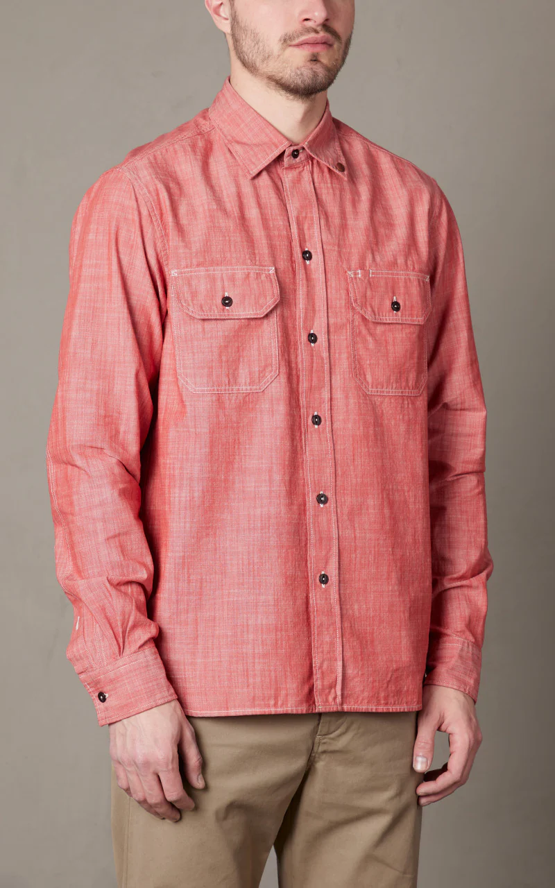 Tellason Clampdown Shirt Chambray Pinhais Red - Image 3