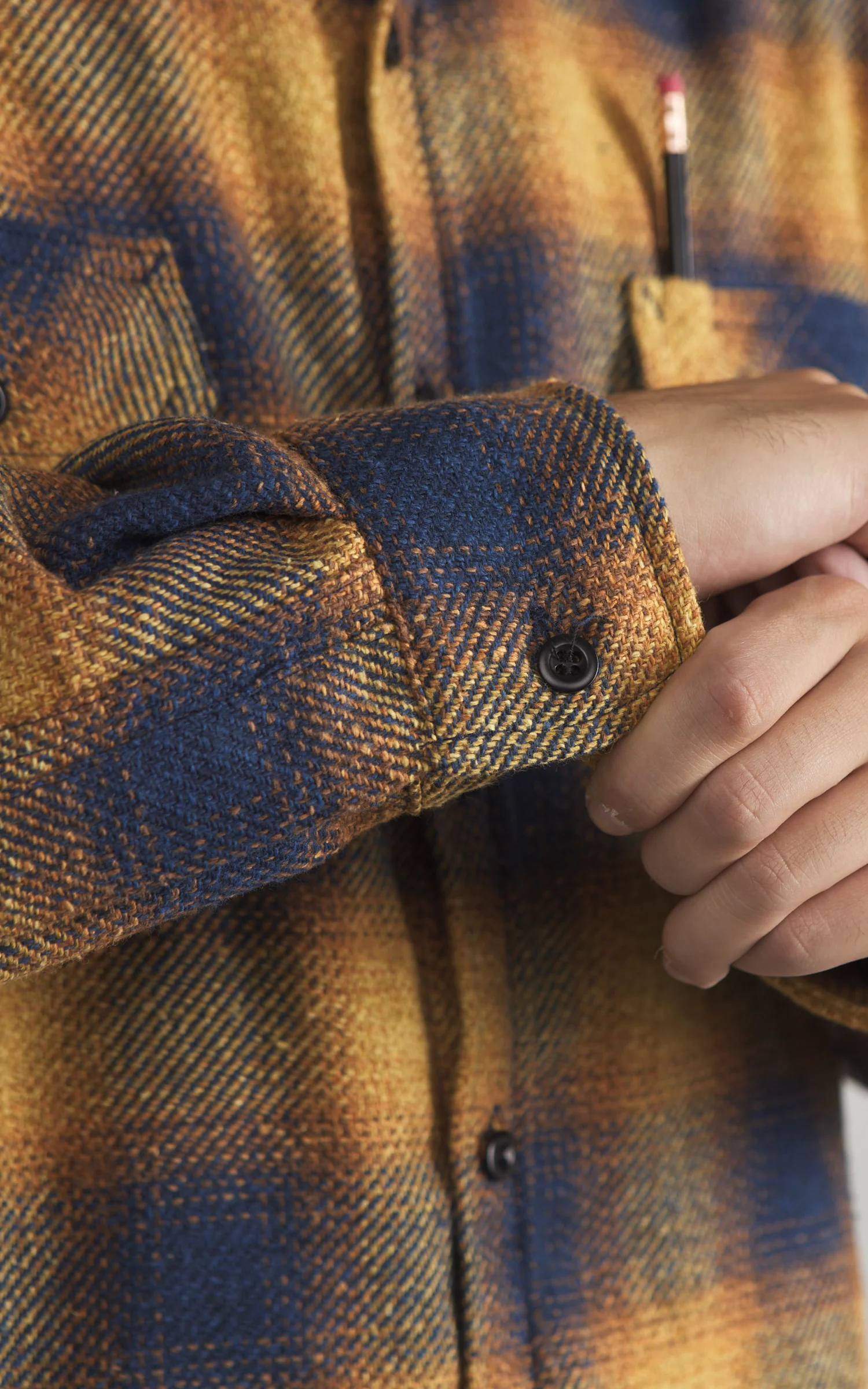 Tellason Clampdown Shirt Heavy Plaid Flannel Gold/Blue - Image 6