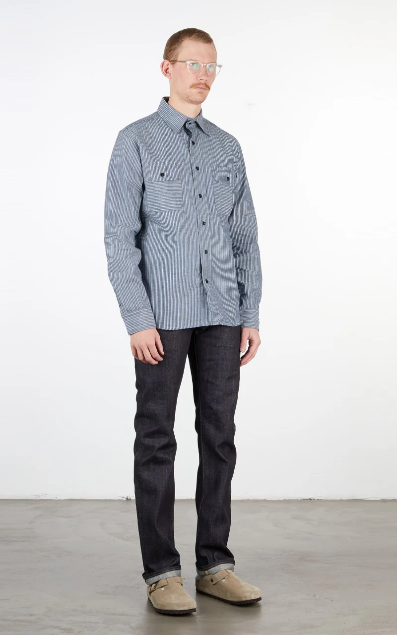 Tellason Clampdown Shirt Indigo Stripe - Image 3