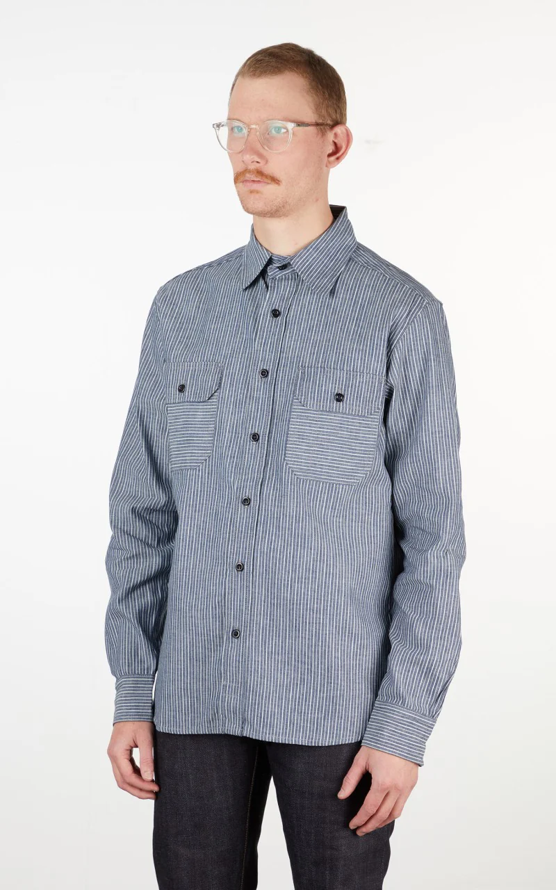 Tellason Clampdown Shirt Indigo Stripe - Image 4