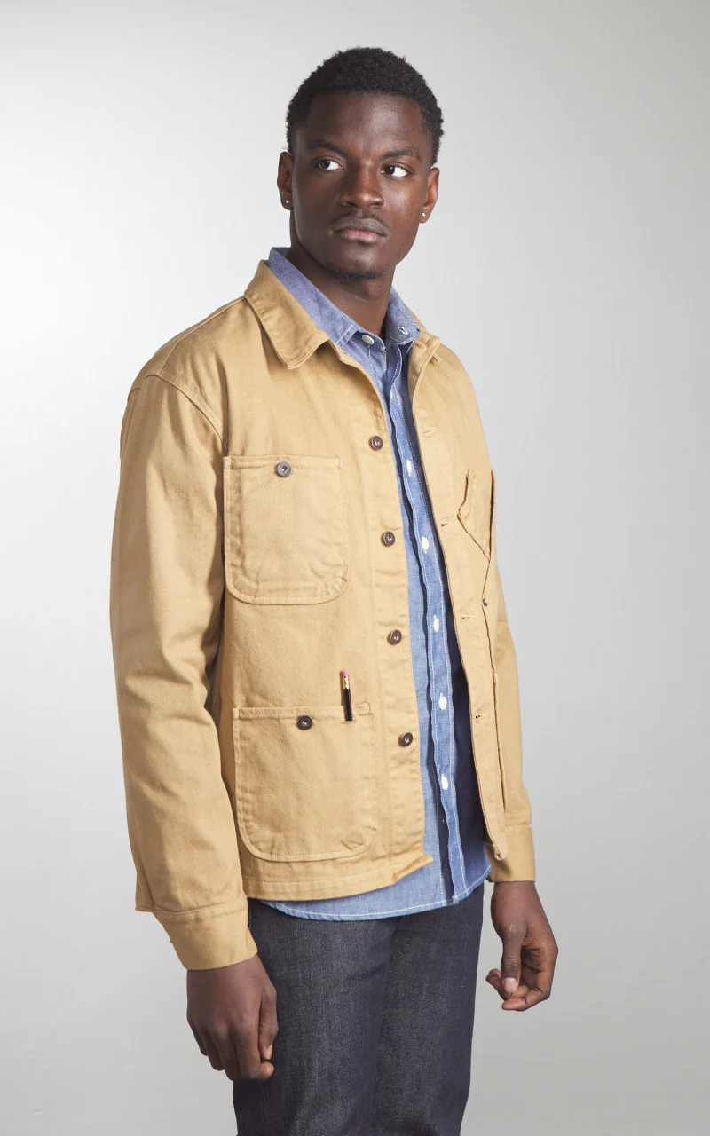 Tellason Coverall Jacket Garment Dyed Denim British Tan - Image 3