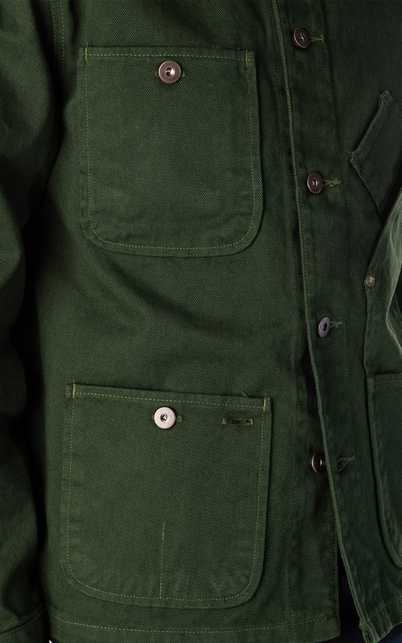 Tellason Coverall Jacket Garment Dyed Denim Dark Green - Image 5