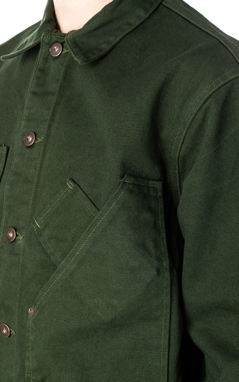 Tellason Coverall Jacket Garment Dyed Denim Dark Green - Image 6