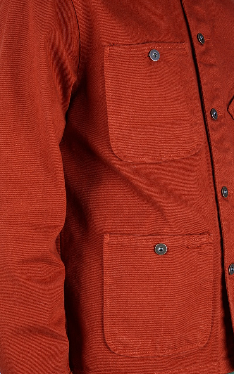 Tellason Coverall Jacket Garment Dyed Denim International Orange - Image 10